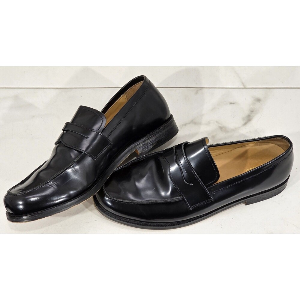 Express Mens Leather Penny Loafers Size 8 Black Dress Shoes Classic Career Prom